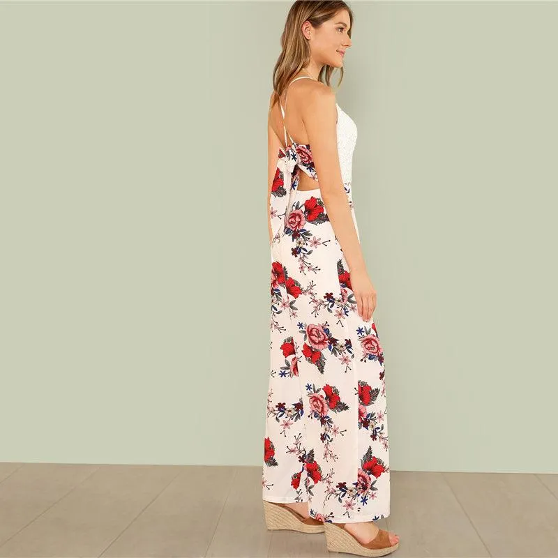 WINNIE’S WIDE LEG FLORAL & LACE JUMPSUIT