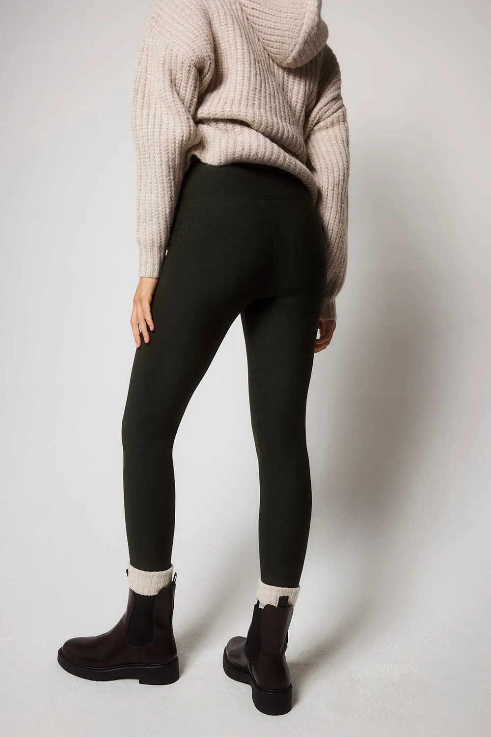 Winter Everyday High Waisted Leggings - Deep Olive