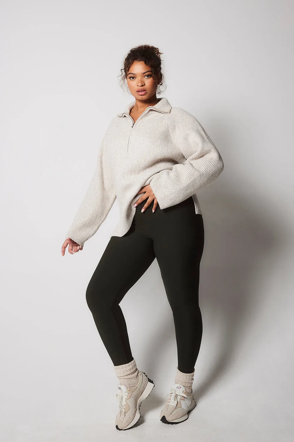 Winter Everyday High Waisted Leggings - Deep Olive