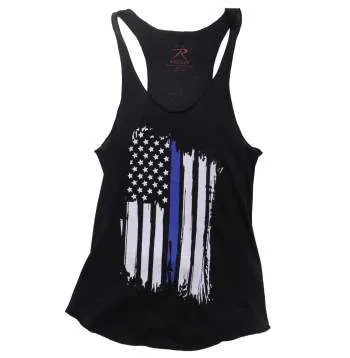 Women Thin Blue Line Flag Racerback Tank Top