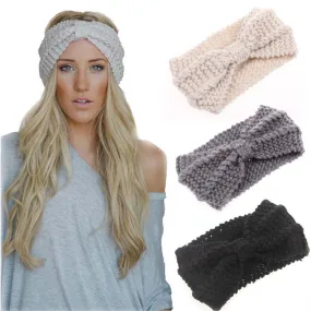 Women Winter Warmer Ear Knitted Wide Stretch Crochet Headband Headwrap