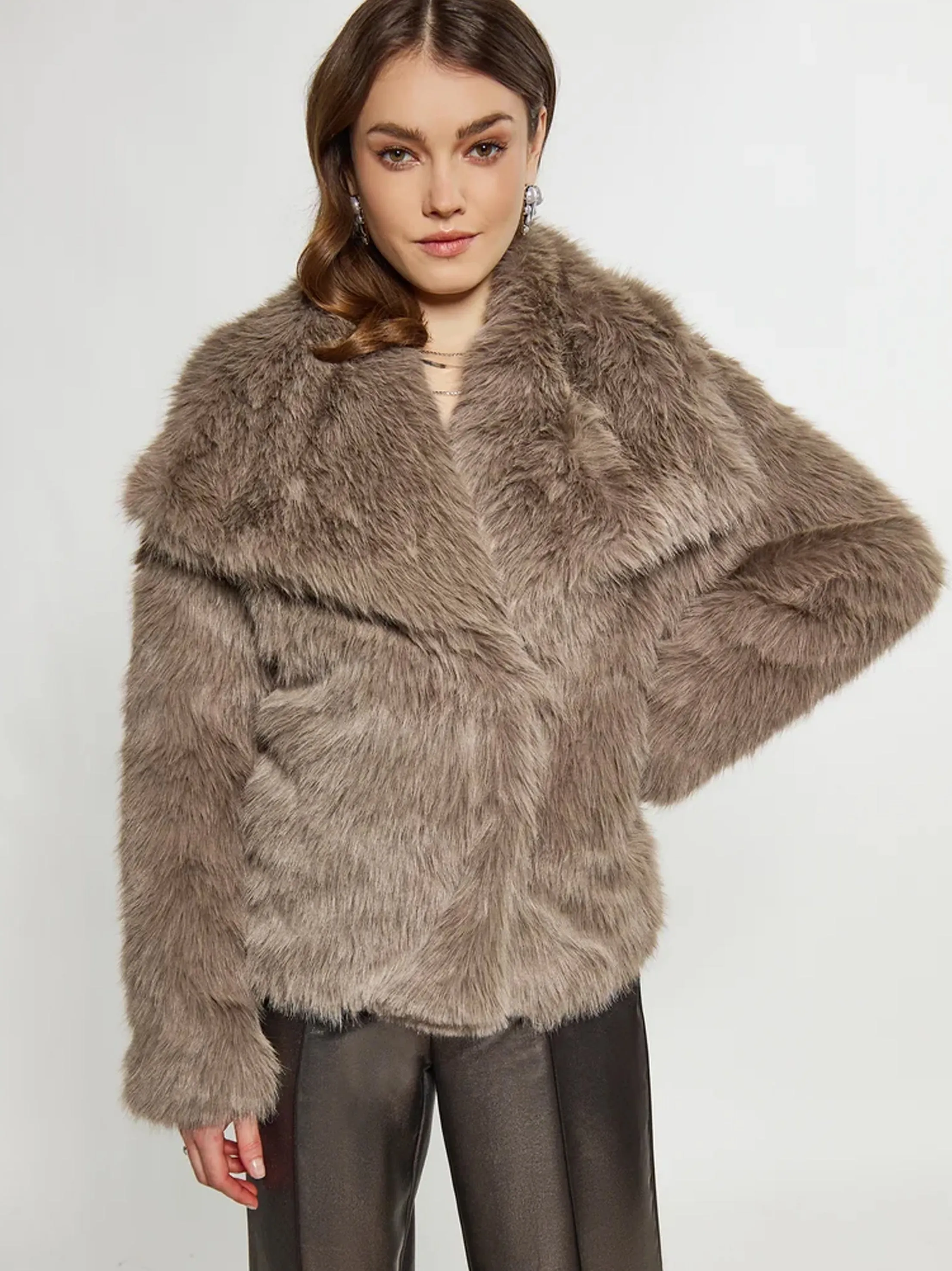 Women's Faux Fur Jacket,Beige