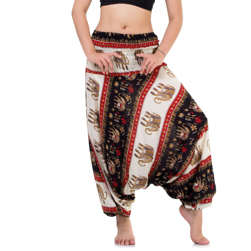 Women's Royal Thai Elephant 2-in-1 Harem Pants Red