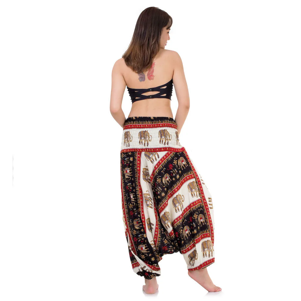 Women's Royal Thai Elephant 2-in-1 Harem Pants Red