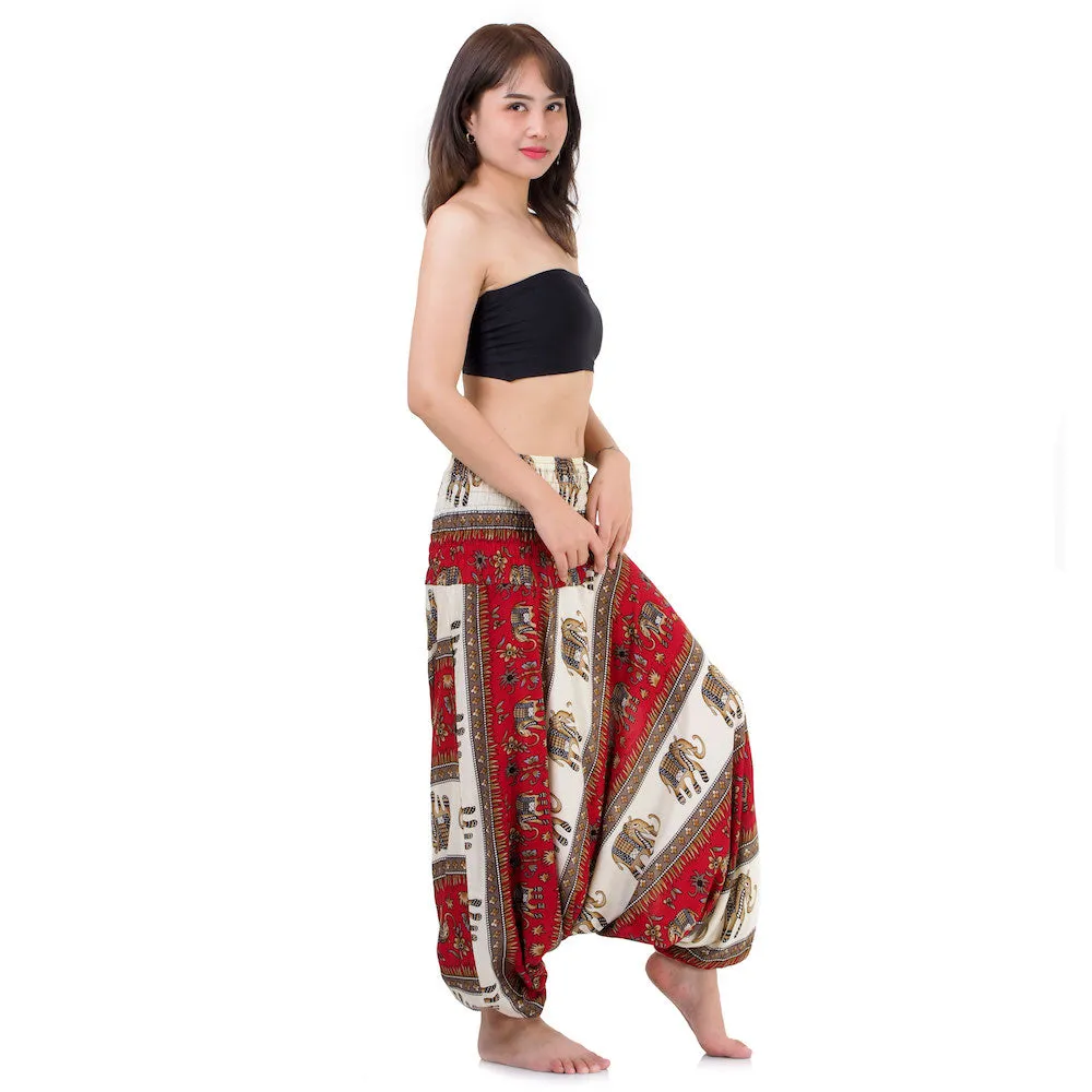 Women's Royal Thai Elephant 2-in-1 Harem Pants Red