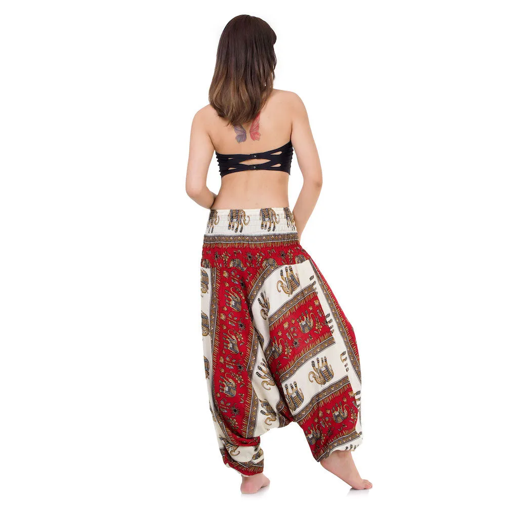 Women's Royal Thai Elephant 2-in-1 Harem Pants Red