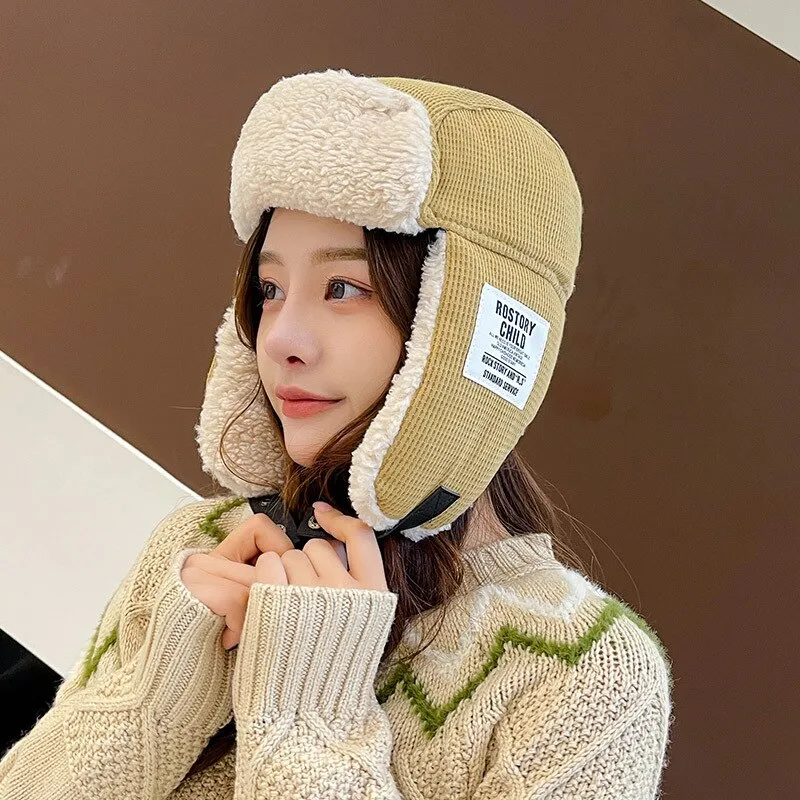 Women's Warm Lei Feng Hat Winter Skiing Ear Protection Cold-resistant Cotton Outdoor Student Men's Cycling Wind and Cold Hat