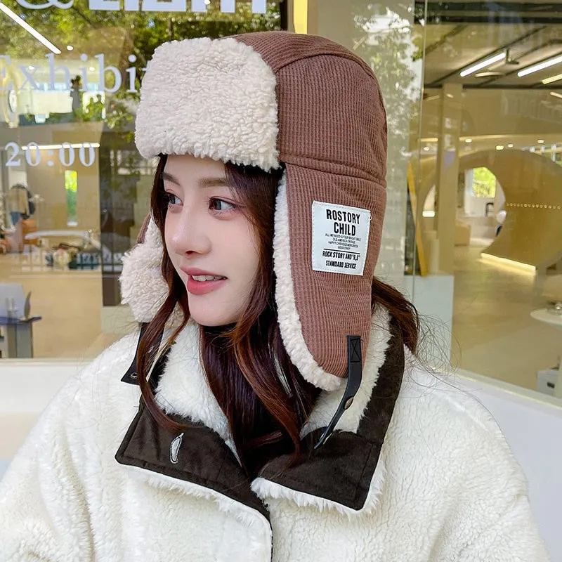 Women's Warm Lei Feng Hat Winter Skiing Ear Protection Cold-resistant Cotton Outdoor Student Men's Cycling Wind and Cold Hat