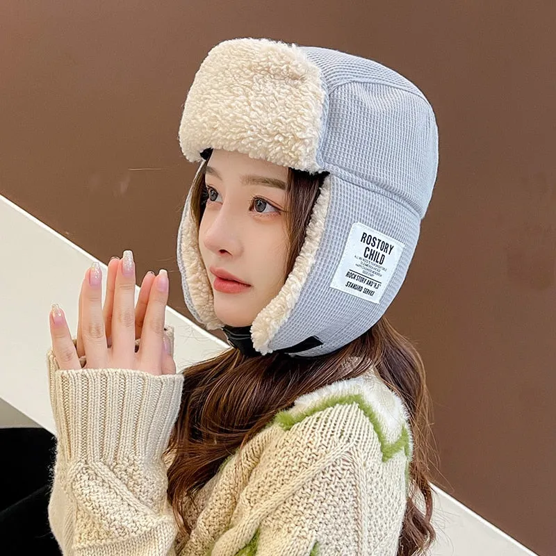 Women's Warm Lei Feng Hat Winter Skiing Ear Protection Cold-resistant Cotton Outdoor Student Men's Cycling Wind and Cold Hat