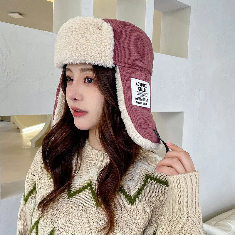 Women's Warm Lei Feng Hat Winter Skiing Ear Protection Cold-resistant Cotton Outdoor Student Men's Cycling Wind and Cold Hat