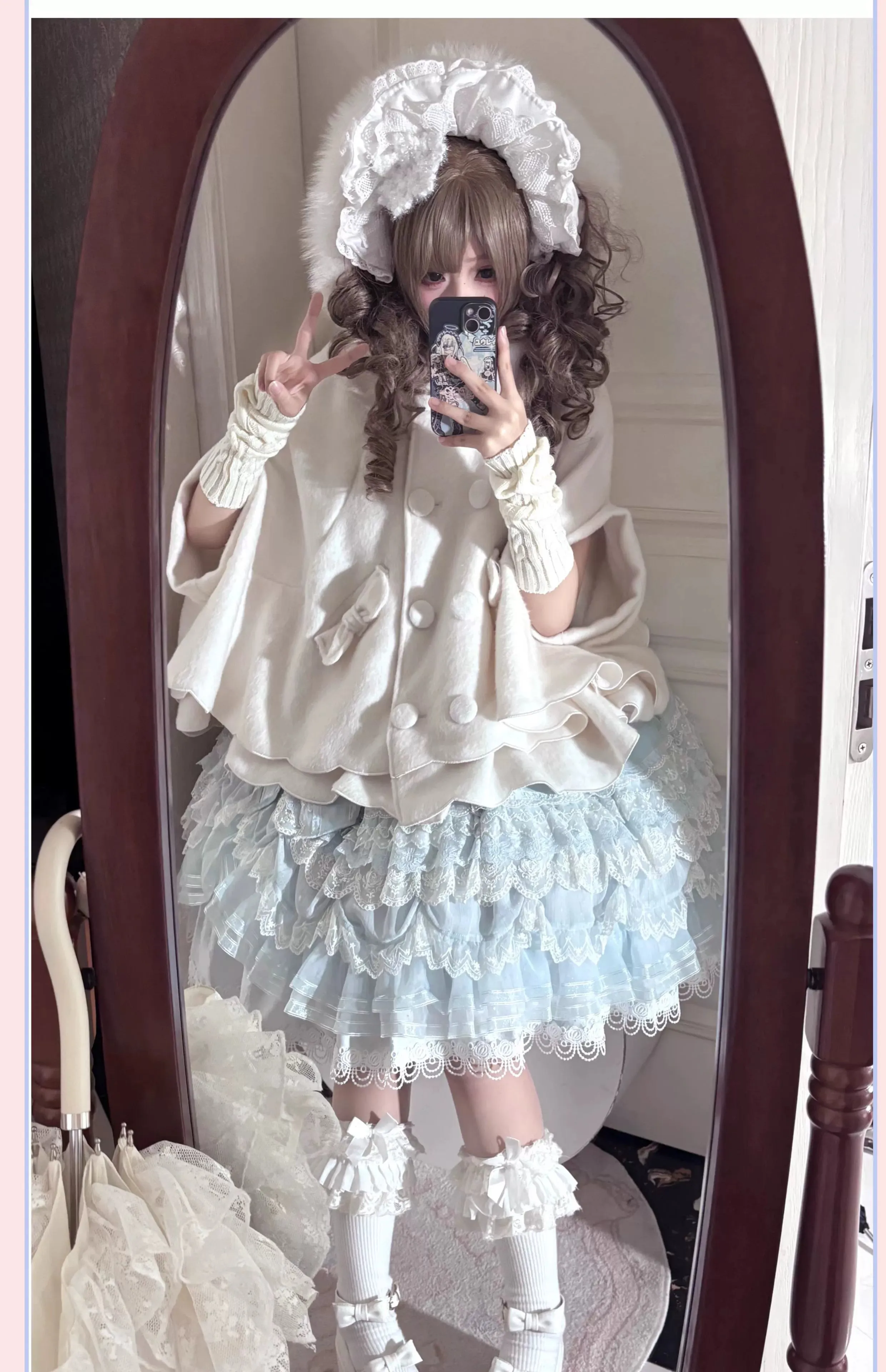 Yayizi~Sweet Lolita Cape Winter Plush Lolita Coat