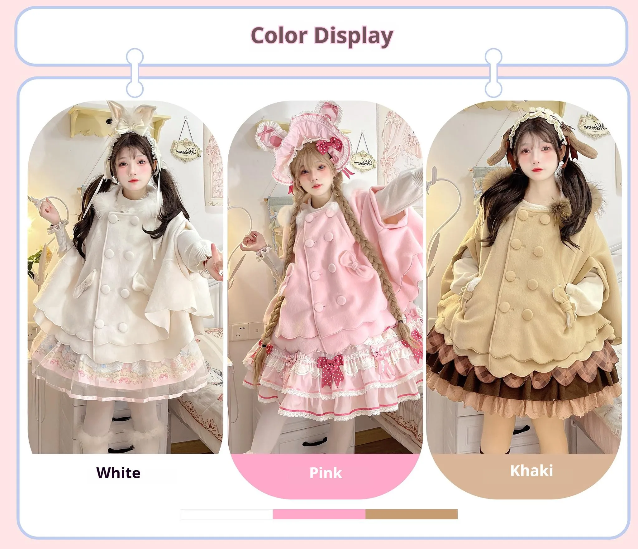 Yayizi~Sweet Lolita Cape Winter Plush Lolita Coat