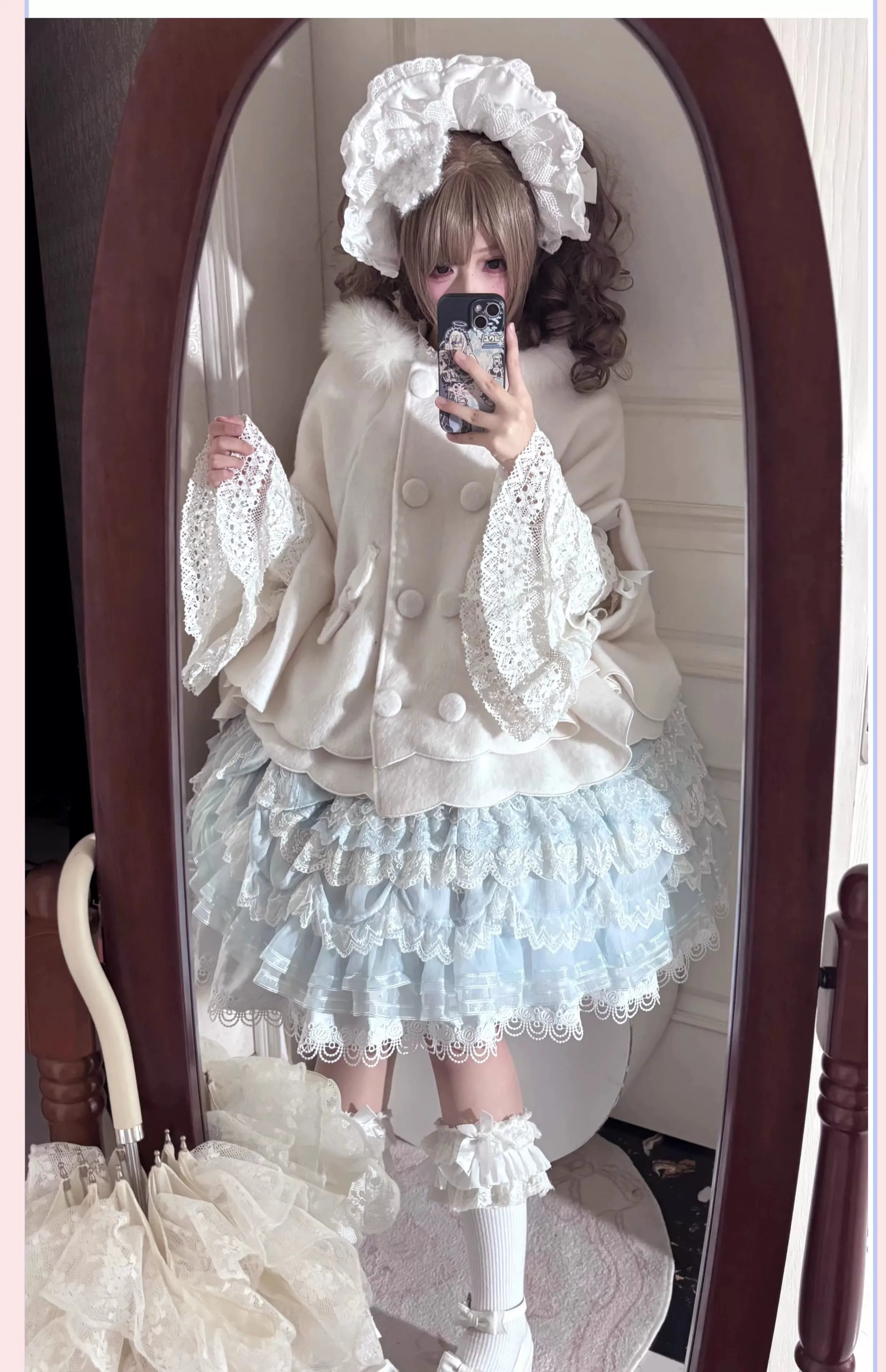 Yayizi~Sweet Lolita Cape Winter Plush Lolita Coat