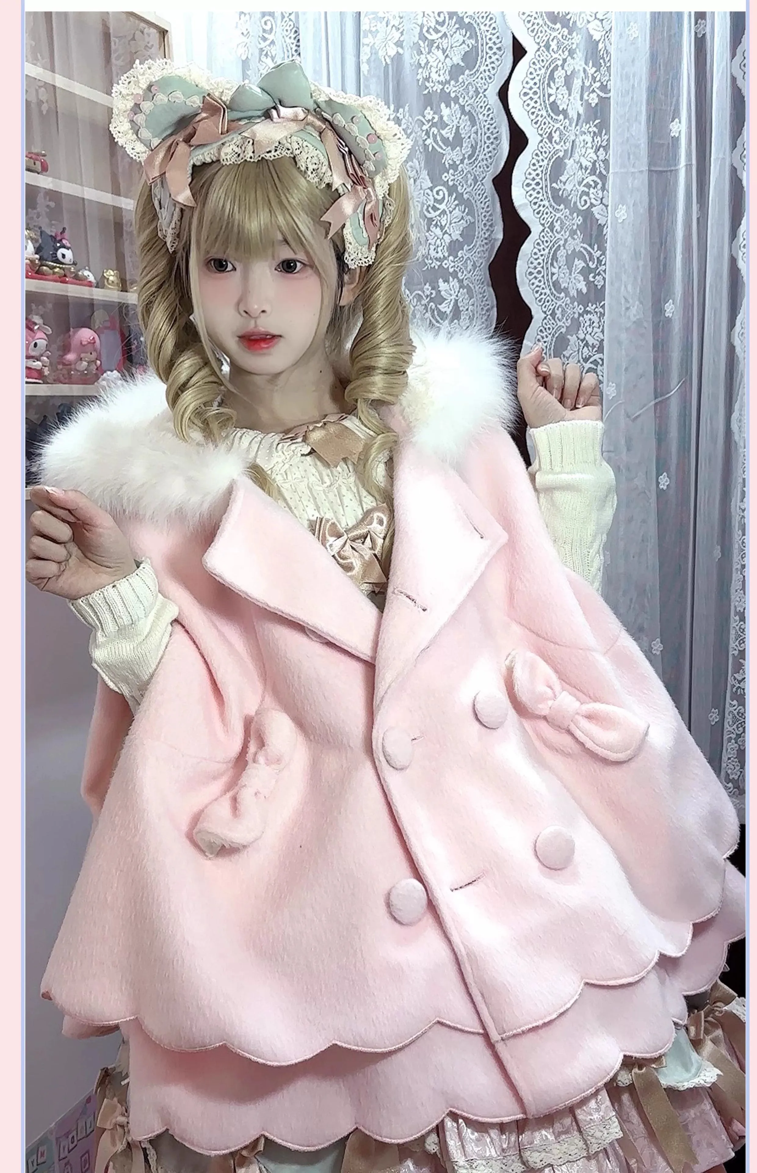 Yayizi~Sweet Lolita Cape Winter Plush Lolita Coat