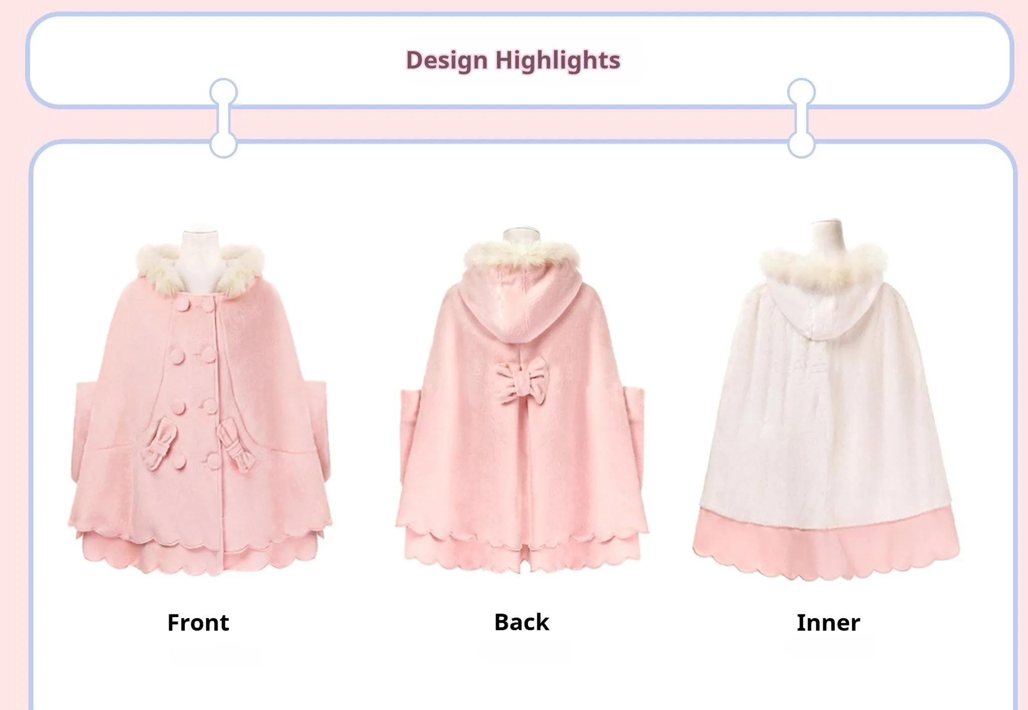 Yayizi~Sweet Lolita Cape Winter Plush Lolita Coat