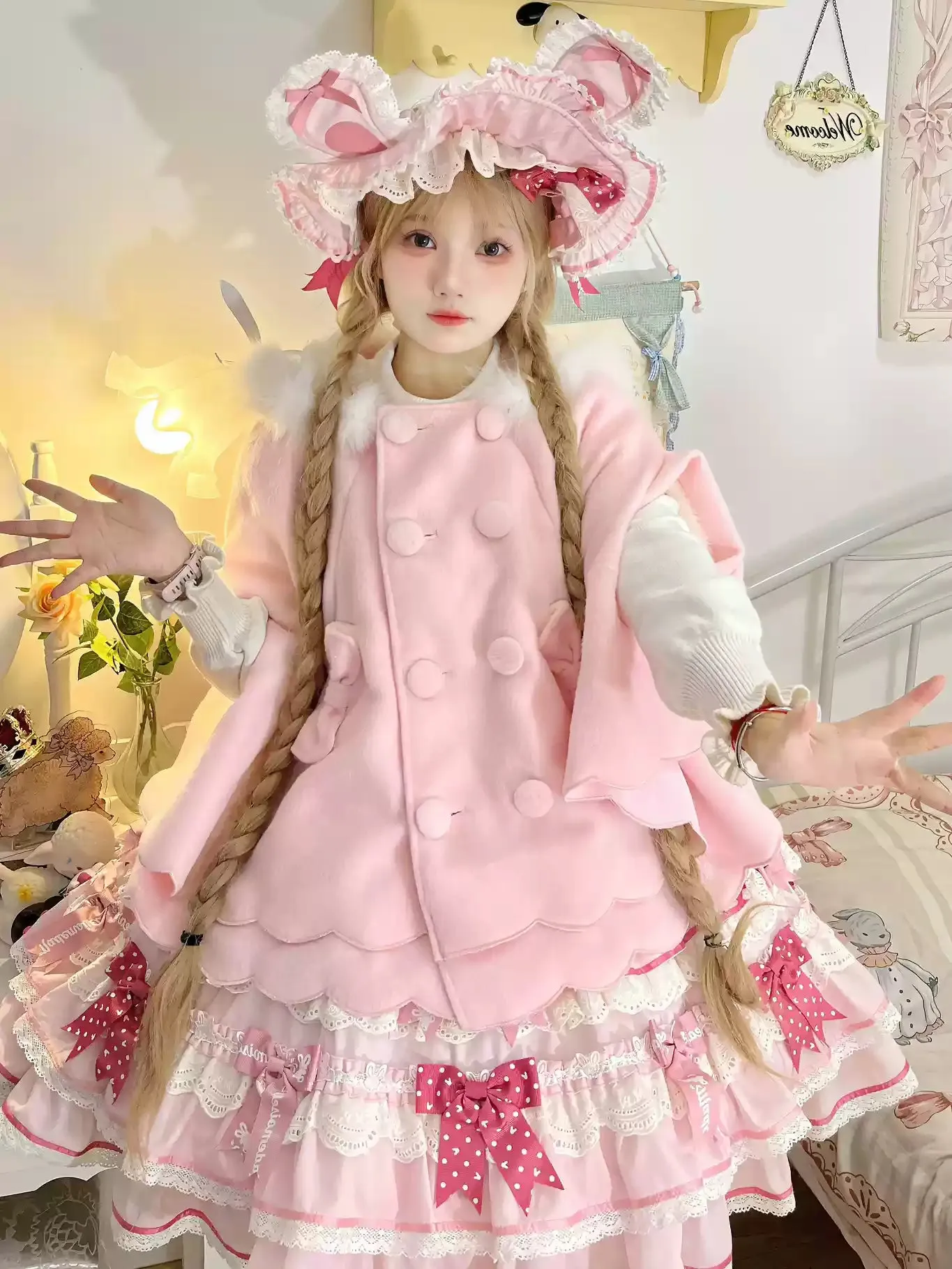 Yayizi~Sweet Lolita Cape Winter Plush Lolita Coat