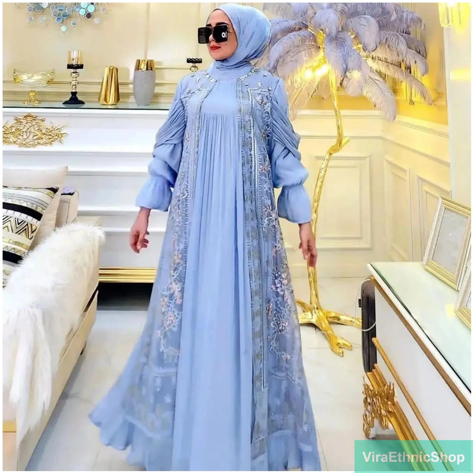 Zhavira Gamis Dress - Babydoll Model with a Stunning Brukat Touch, Muslimah Fashion, Muslim Women, Women Dress, Gamis, Islamic Dress