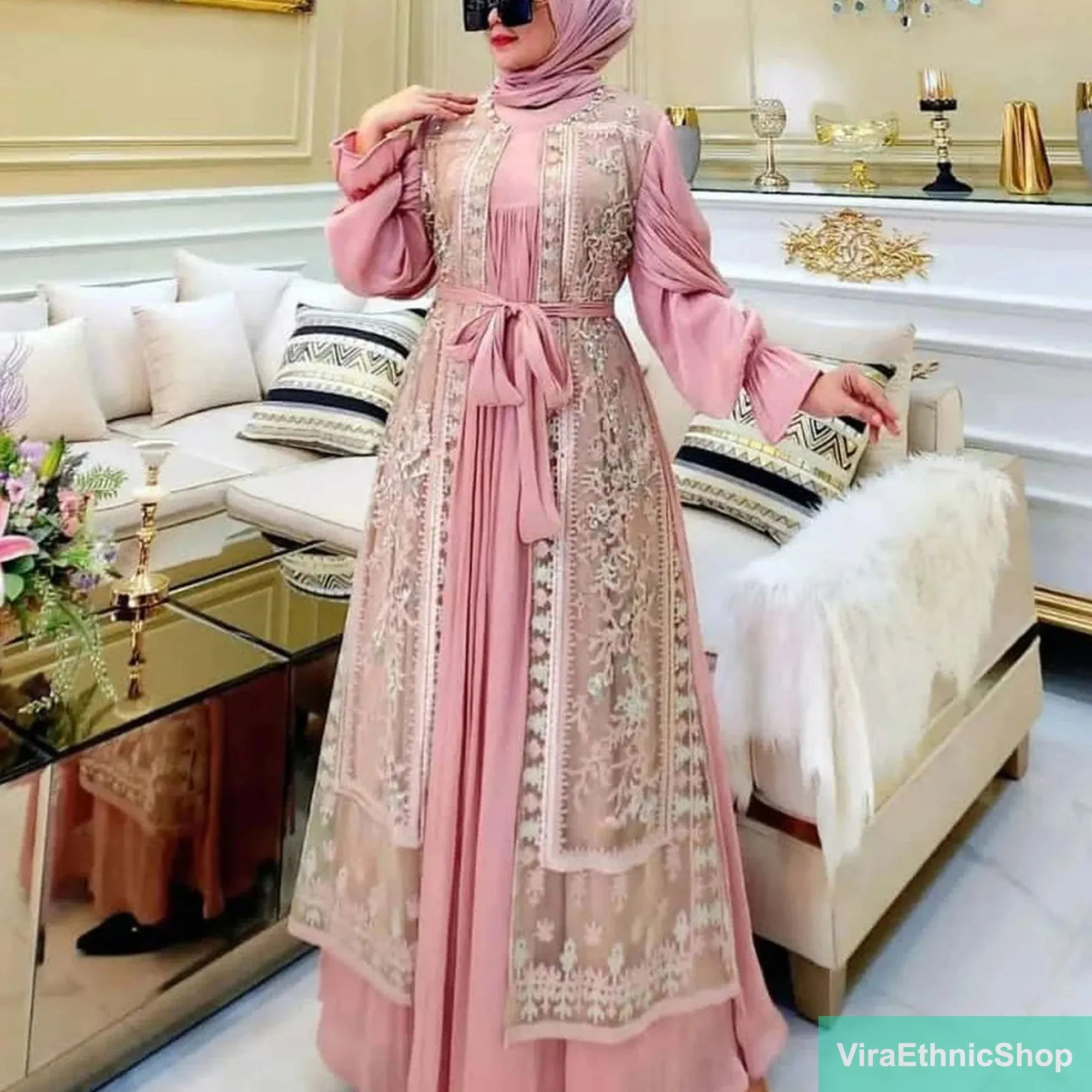 Zhavira Gamis Dress - Babydoll Model with a Stunning Brukat Touch, Muslimah Fashion, Muslim Women, Women Dress, Gamis, Islamic Dress